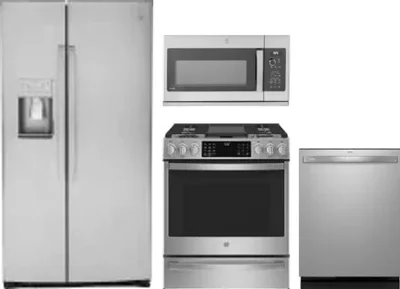 4 Piece Package Includes Refrigerator, Range, Microwave And Dishwasher